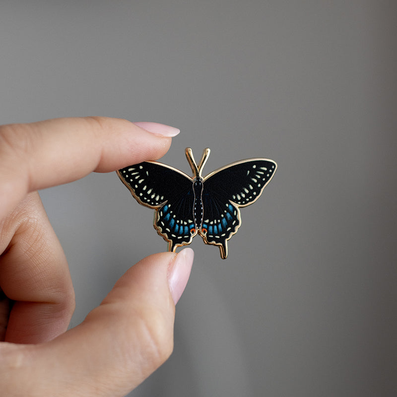 Black Swallowtail Butterfly Enamel Pin | Oklahoma and New Jersey State Insect