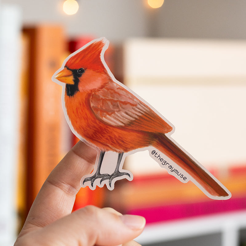 Northern Red Cardinal Bird Matte Sticker | Illinois, Indiana, Kentucky, North Carolina, Ohio, Virginia, West Virginia State Bird