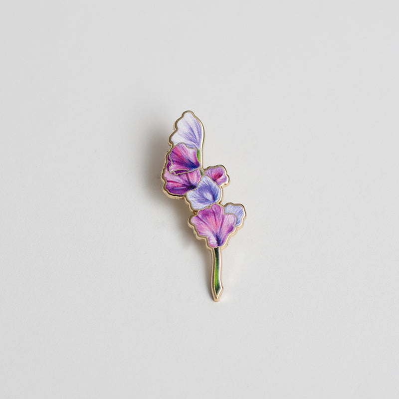 Sweet Pea v3 Floral Enamel Pin | April Birth Month Flower