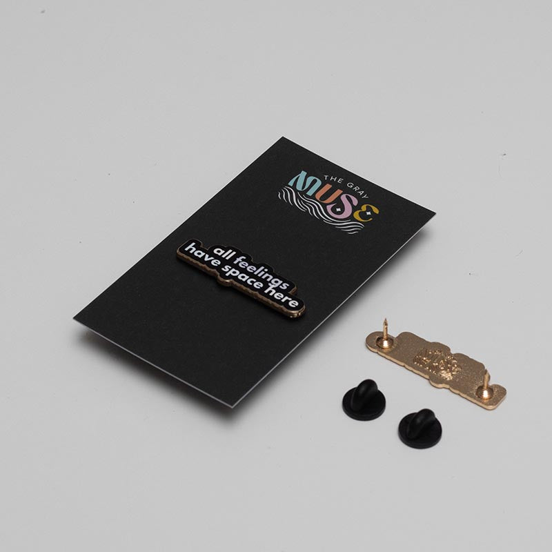 RETIRING All Feelings Have Space Here v2 Text Enamel Pin