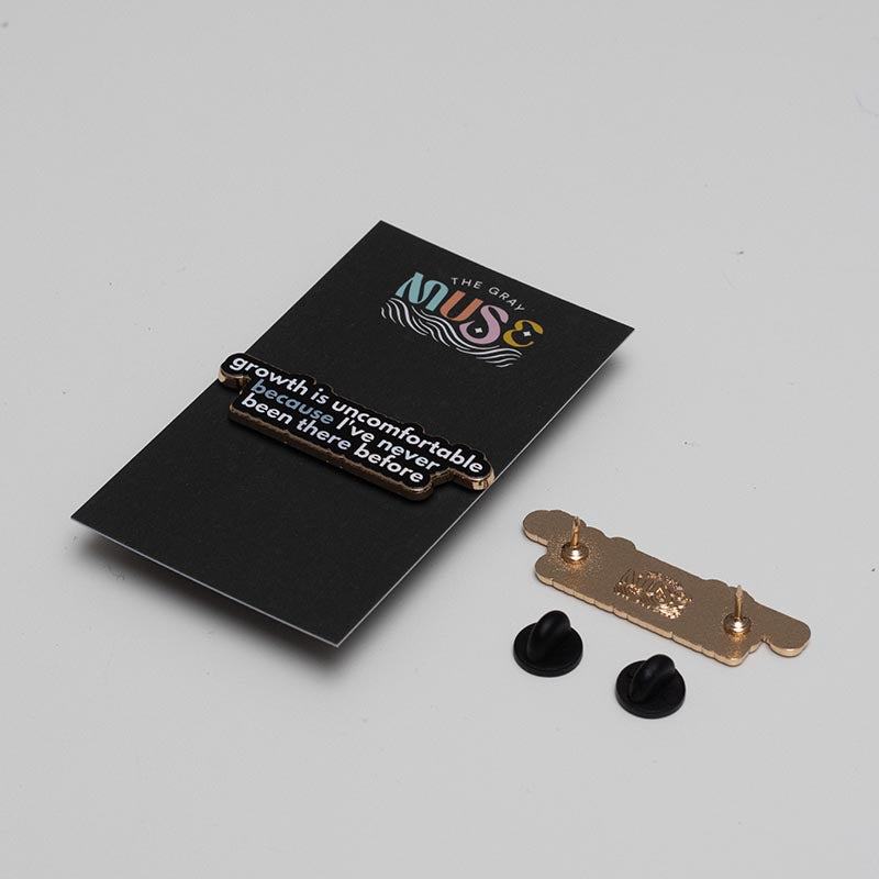 RETIRING Growth is Uncomfortable Text Enamel Pin