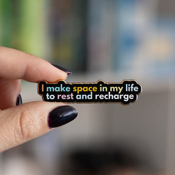 RETIRING Rest and Recharge Text Enamel Pin